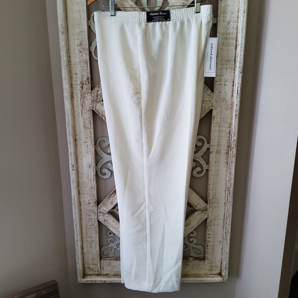 Alfred Dunner Cottagecore Cream White Corduroy Elastic Waist Pants 10P 16P 18